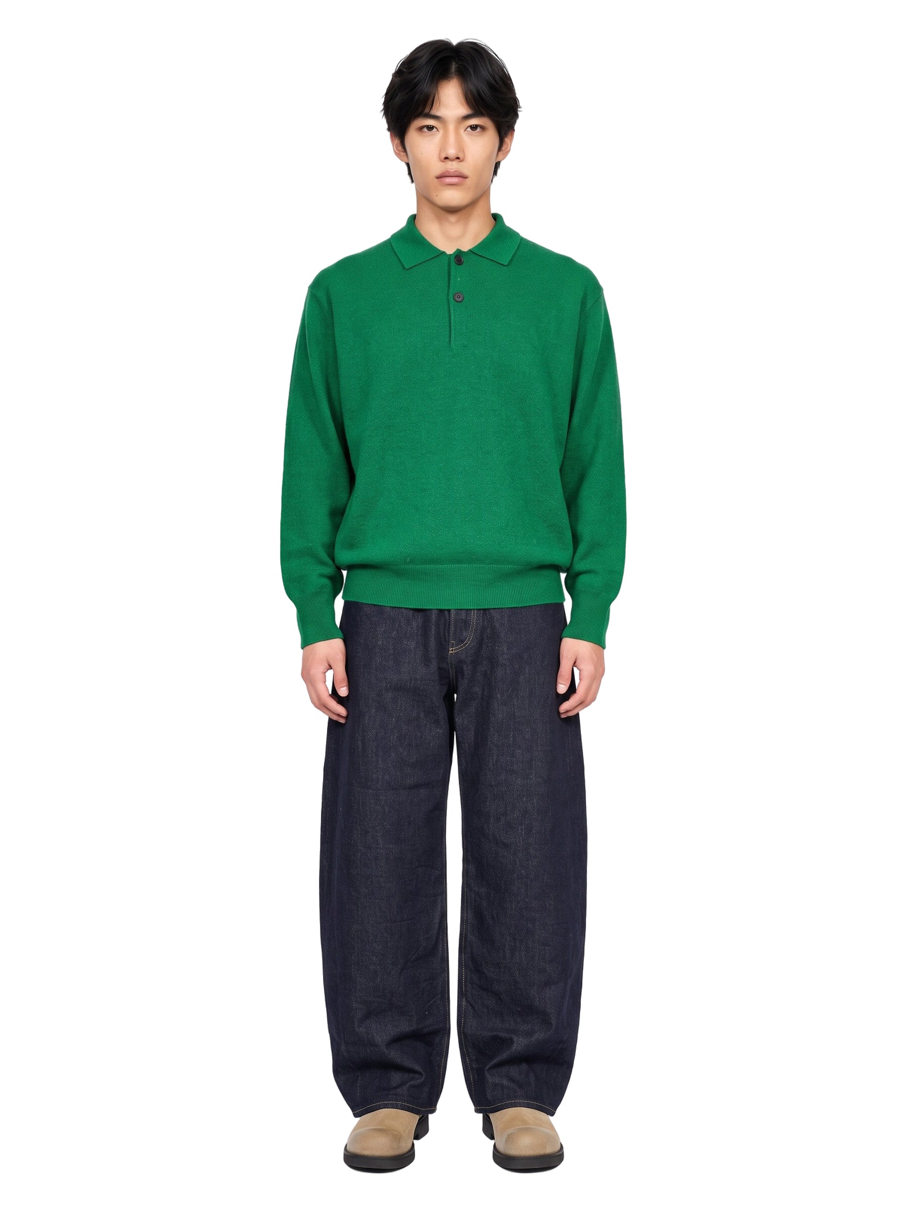Polo in maglia verde 