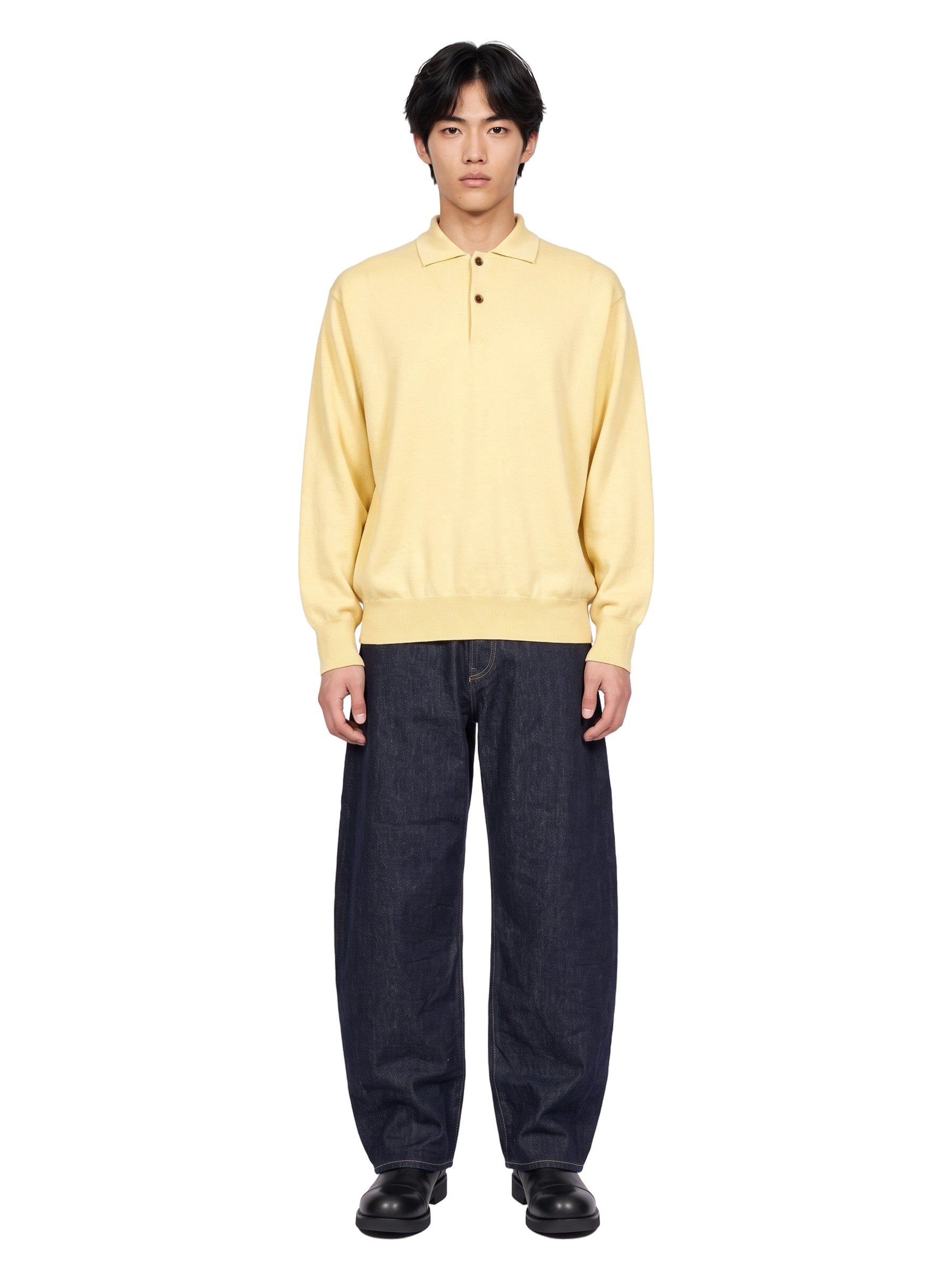 Polo in maglia giallo 