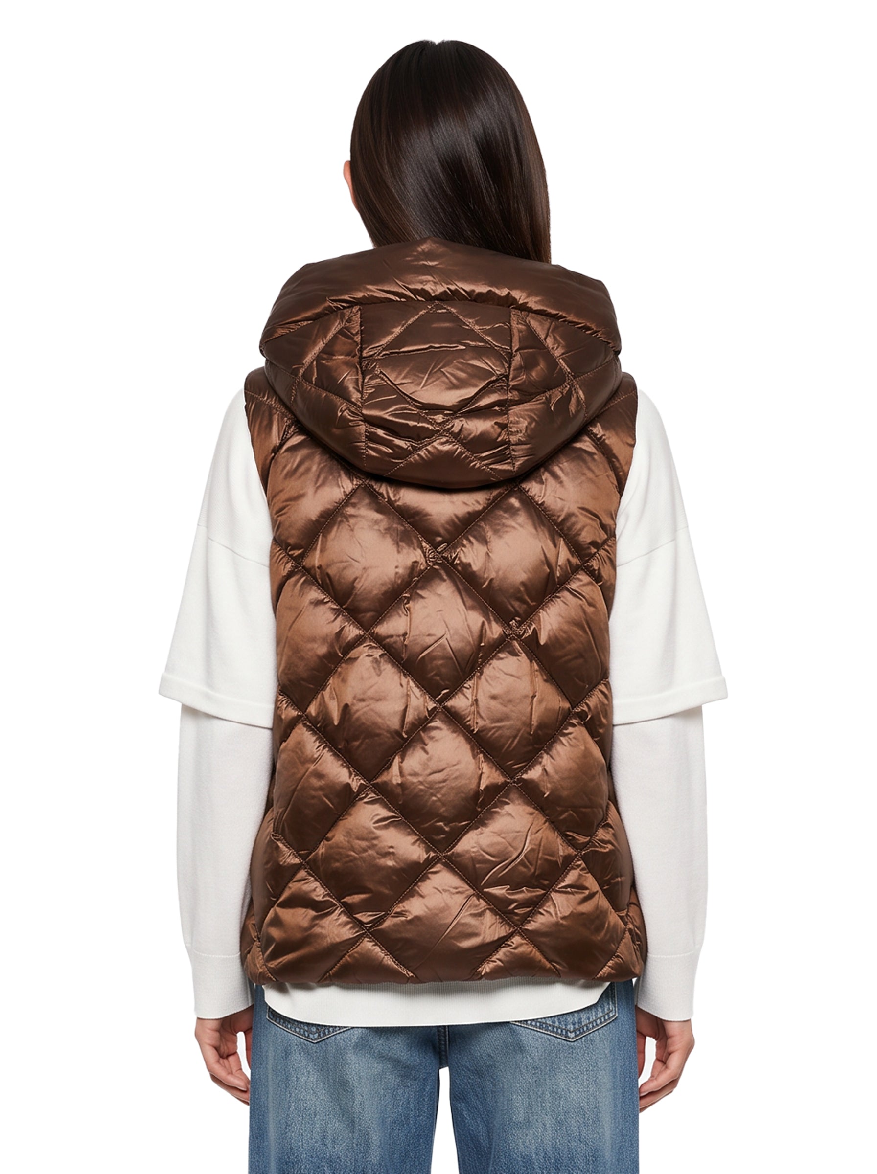 Piumino smanicato Tropico in marrone 