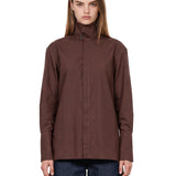 Camicia in popeline Edith in marrone 