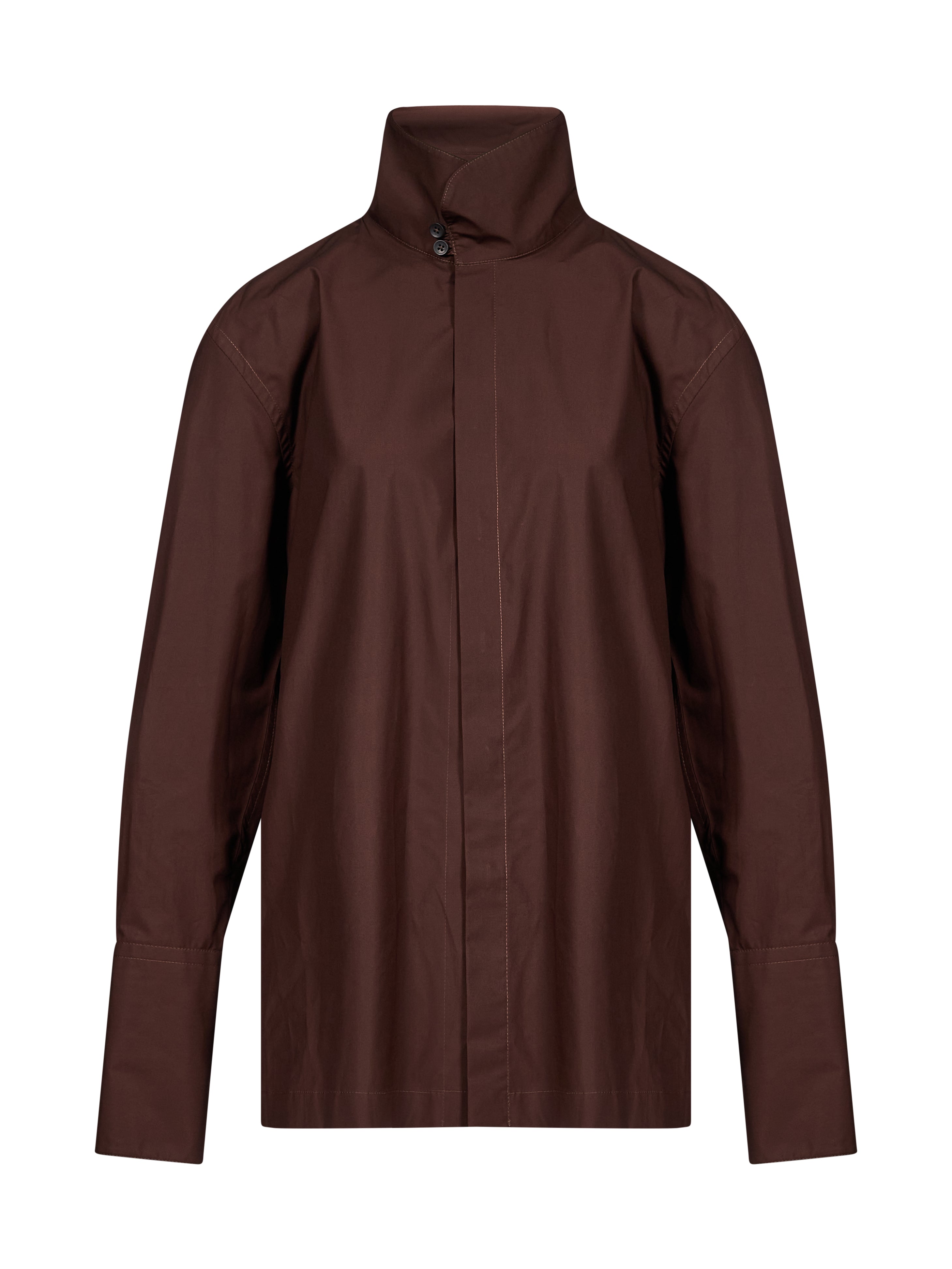 Camicia in popeline Edith in marrone 