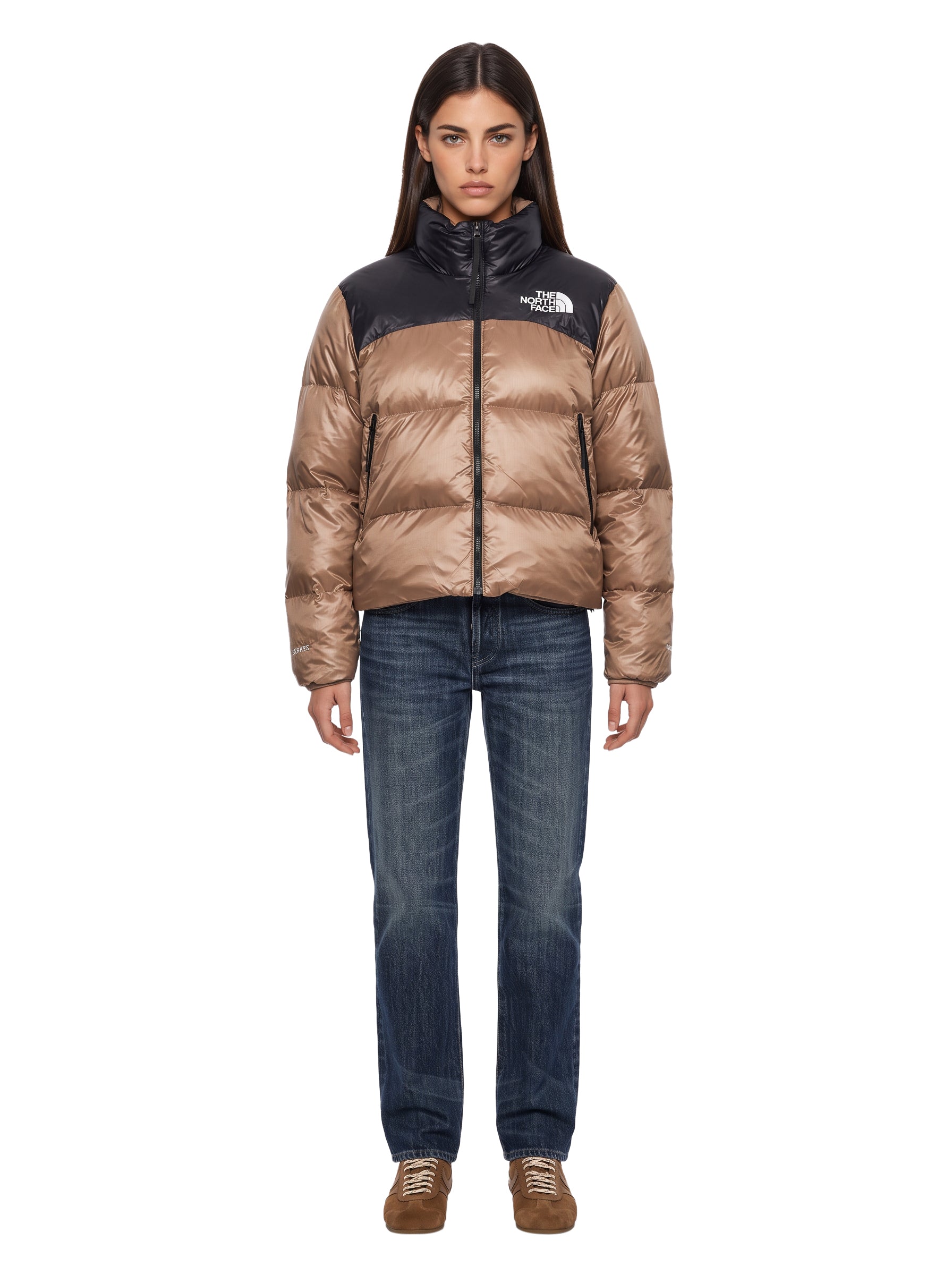 Piumino Pertex Nuptse in beige 