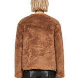 Giacca corta Teddy in marrone 