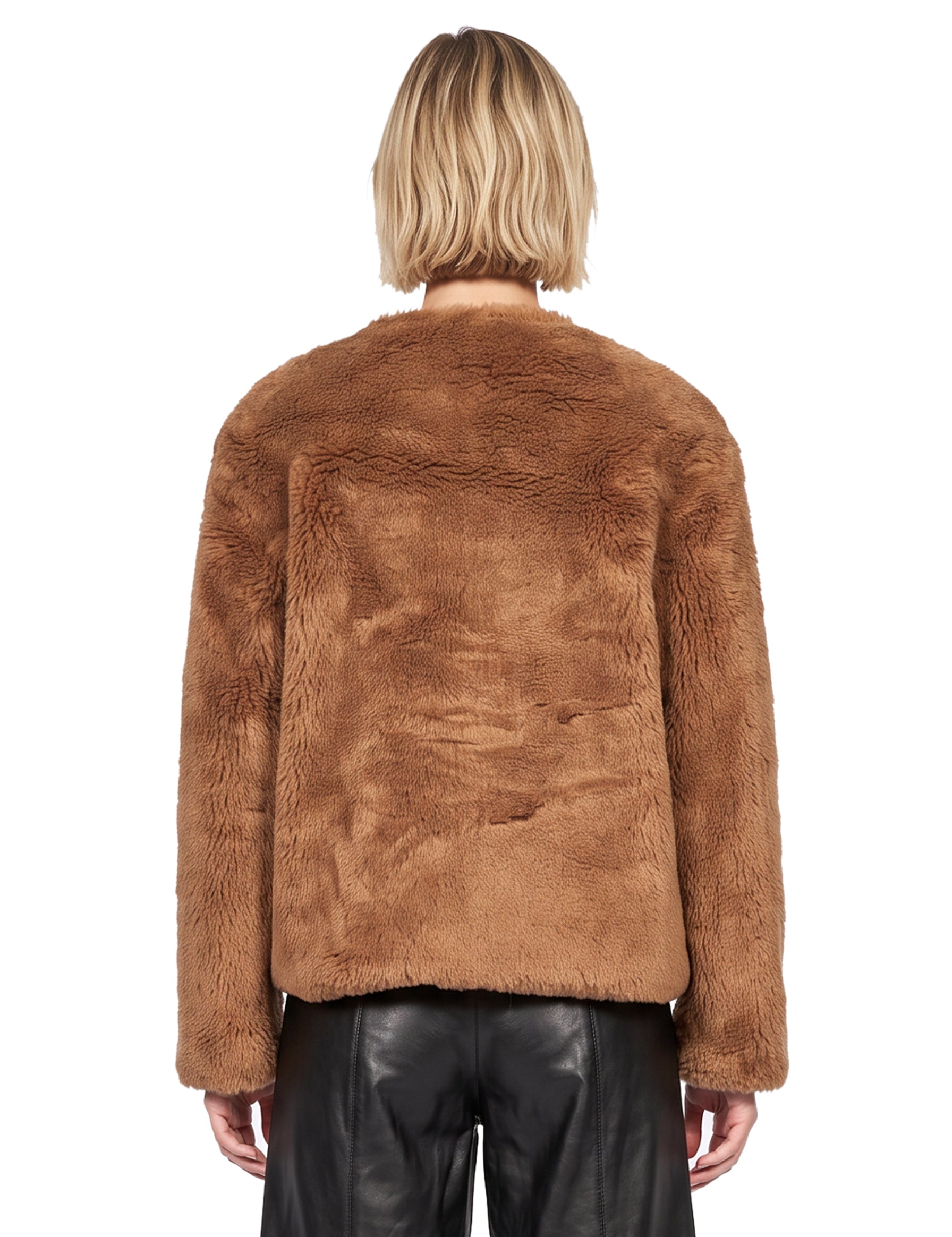 Giacca corta Teddy in marrone 