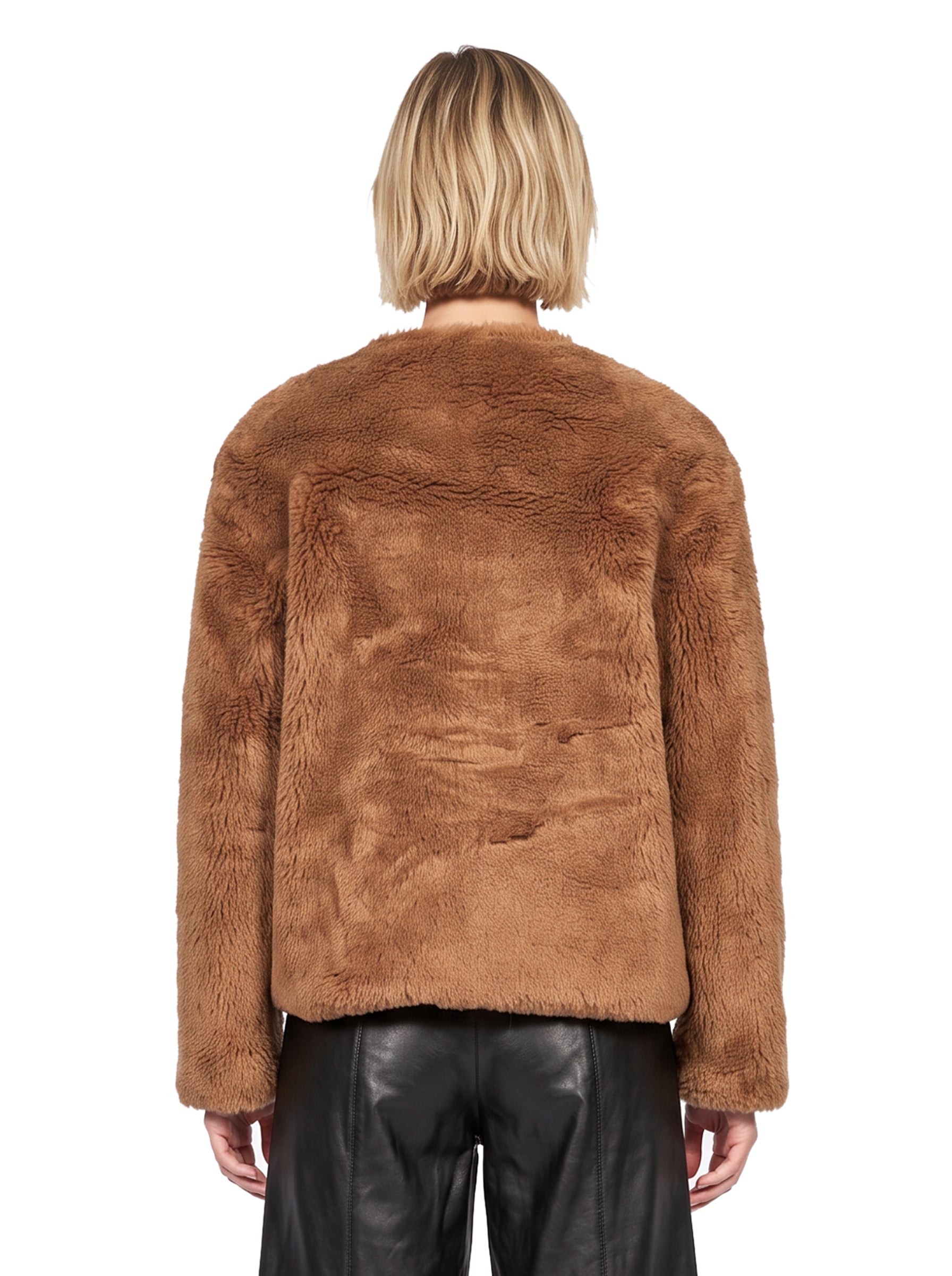 Giacca corta Teddy in marrone 