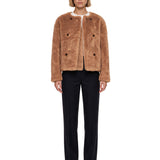 Giacca corta Teddy in marrone 