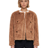 Giacca corta Teddy in marrone 