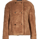 Giacca corta Teddy in marrone 