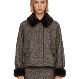 Bomber trama herringbone in grigio 