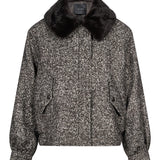 Bomber trama herringbone in grigio 