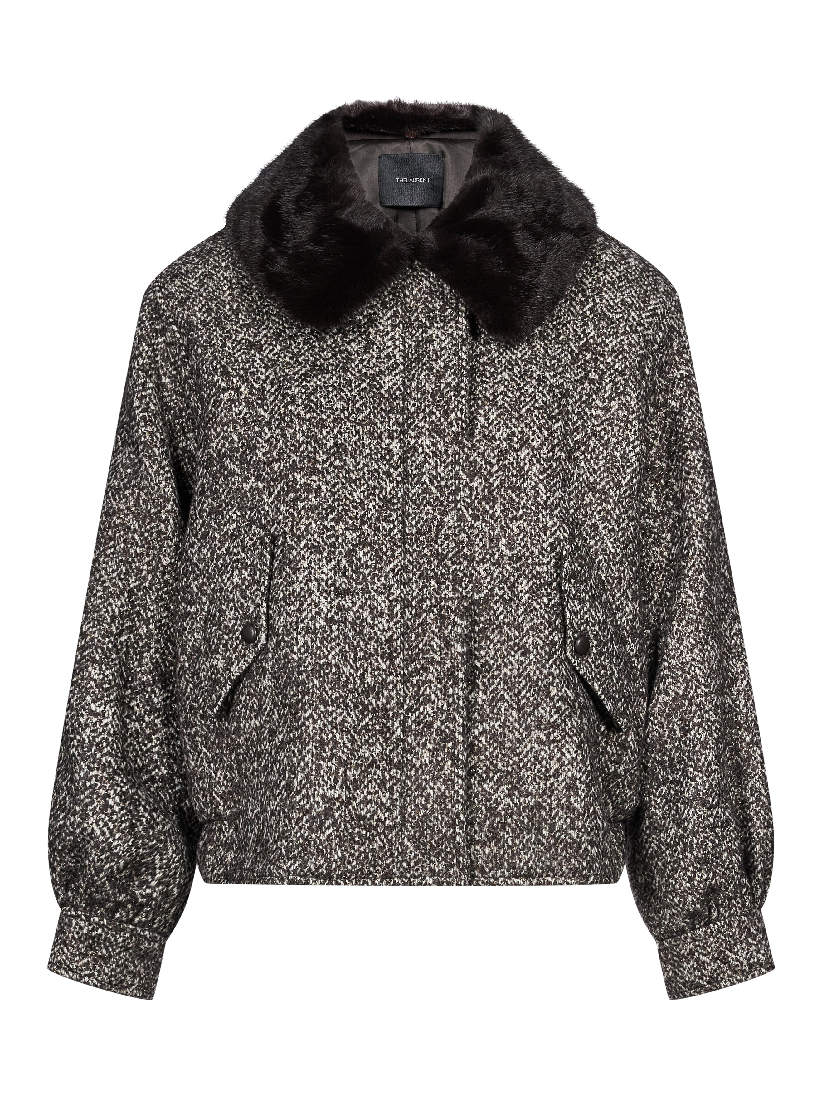 Bomber trama herringbone in grigio 