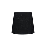 Gonna mini con paillettes in nero 