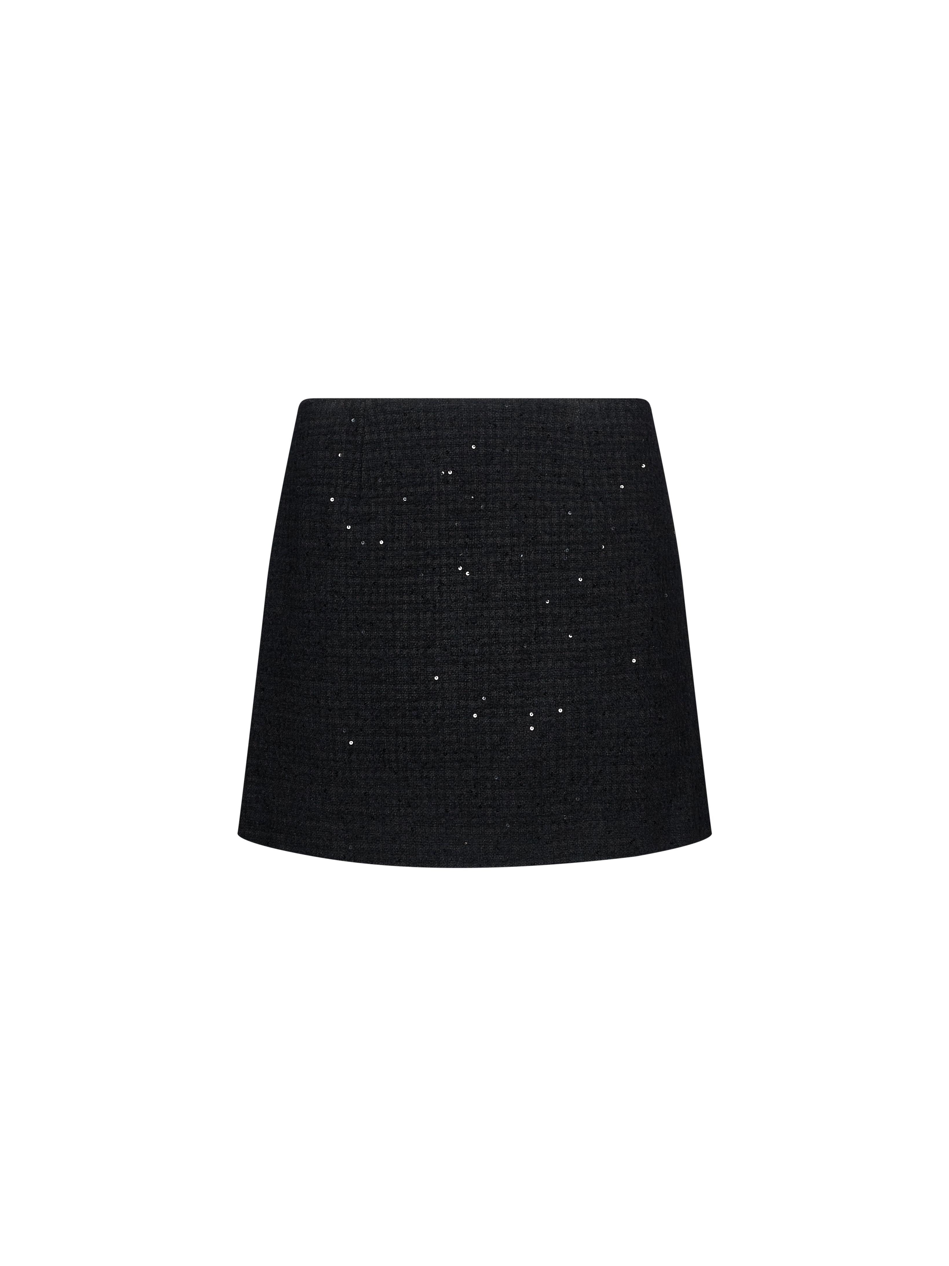 Gonna mini con paillettes in nero 