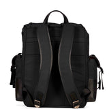 Zaino utility in tessuto tecnico con chiusura a patta e coulisse in nero 