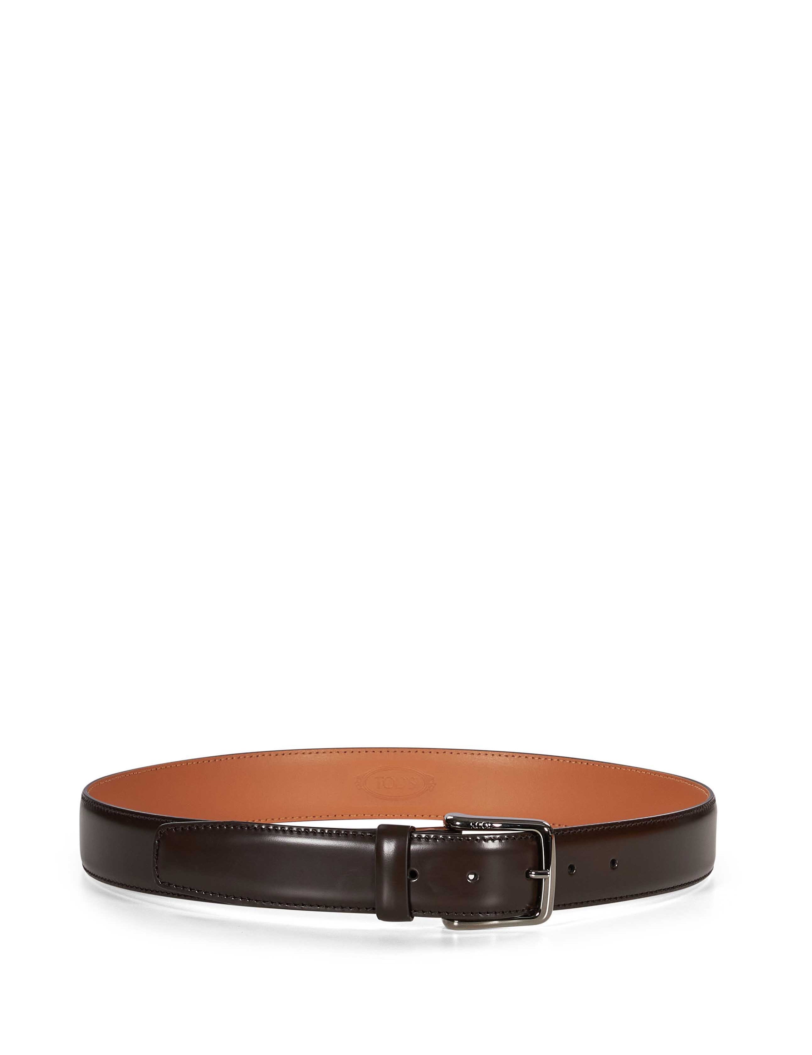Cintura con fibbia in pelle marrone 