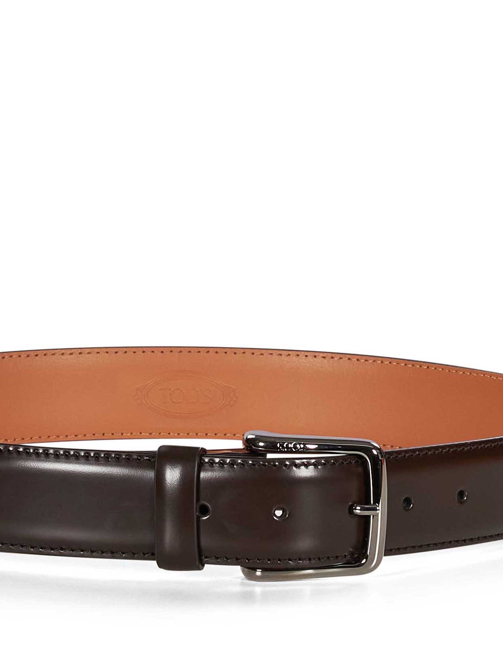 Cintura con fibbia in pelle marrone 