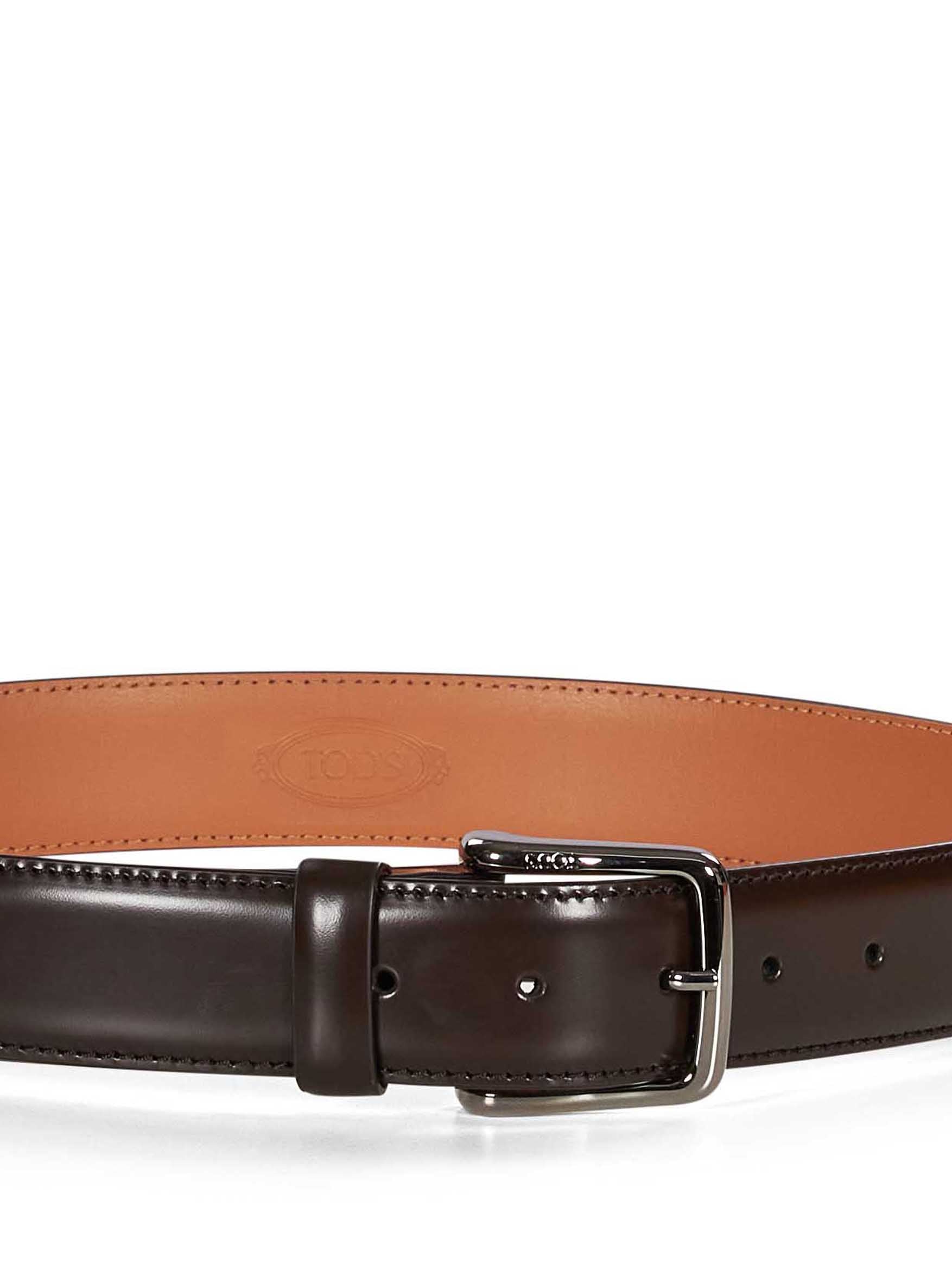 Cintura con fibbia in pelle marrone 