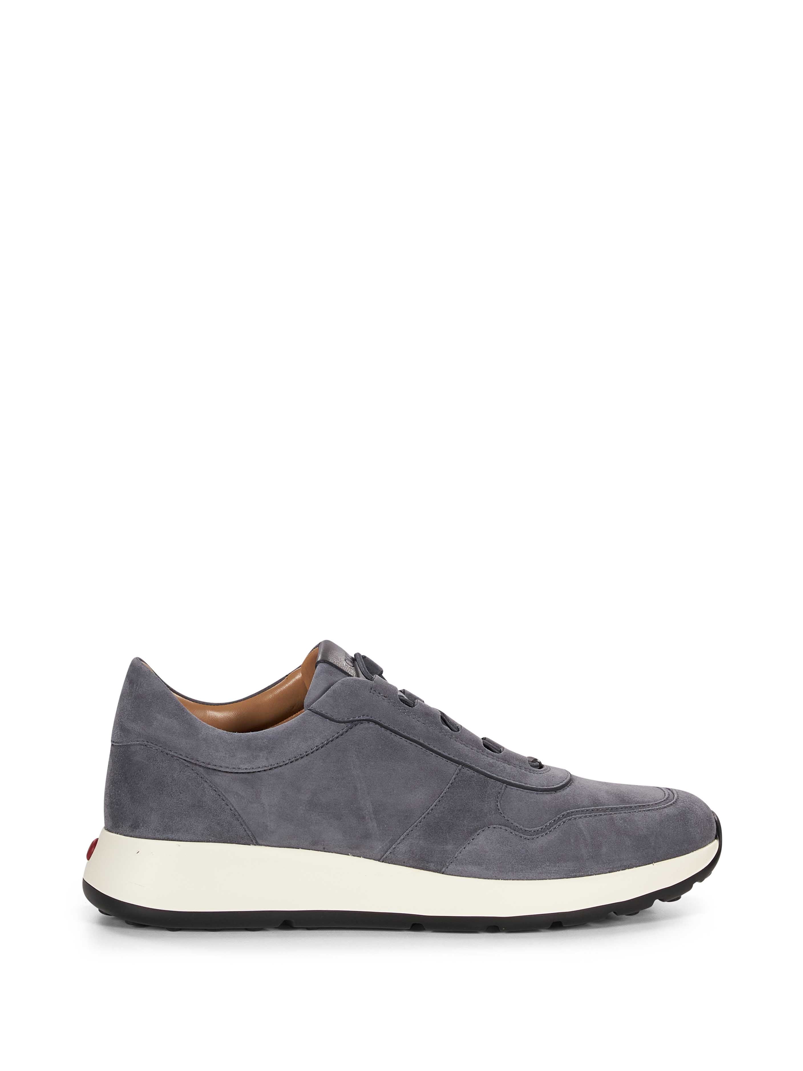 Sneakers basse in pelle scamosciata in grigio 