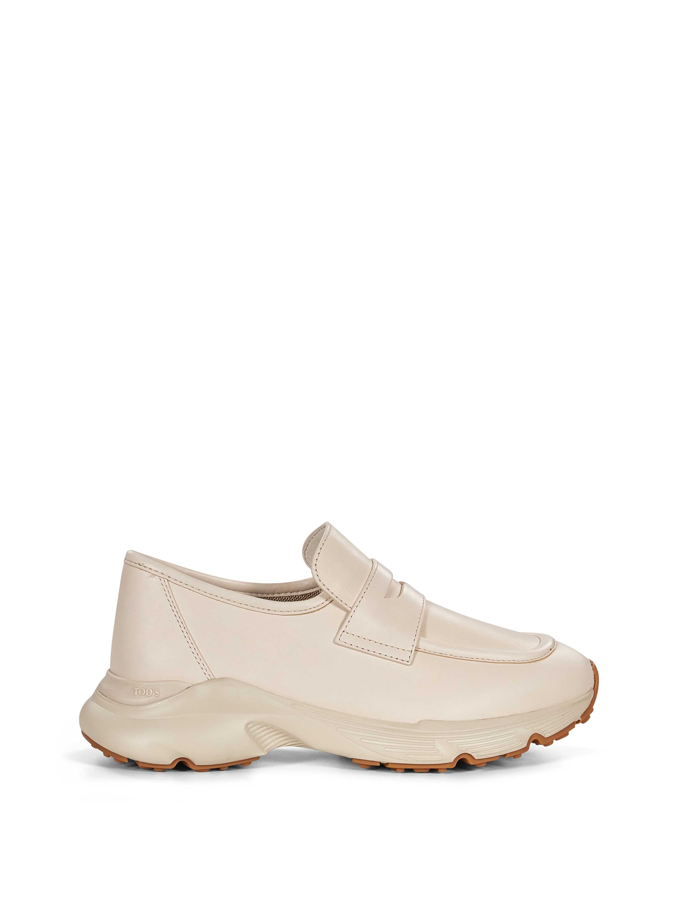 Sneakers senza lacci in pelle beige 