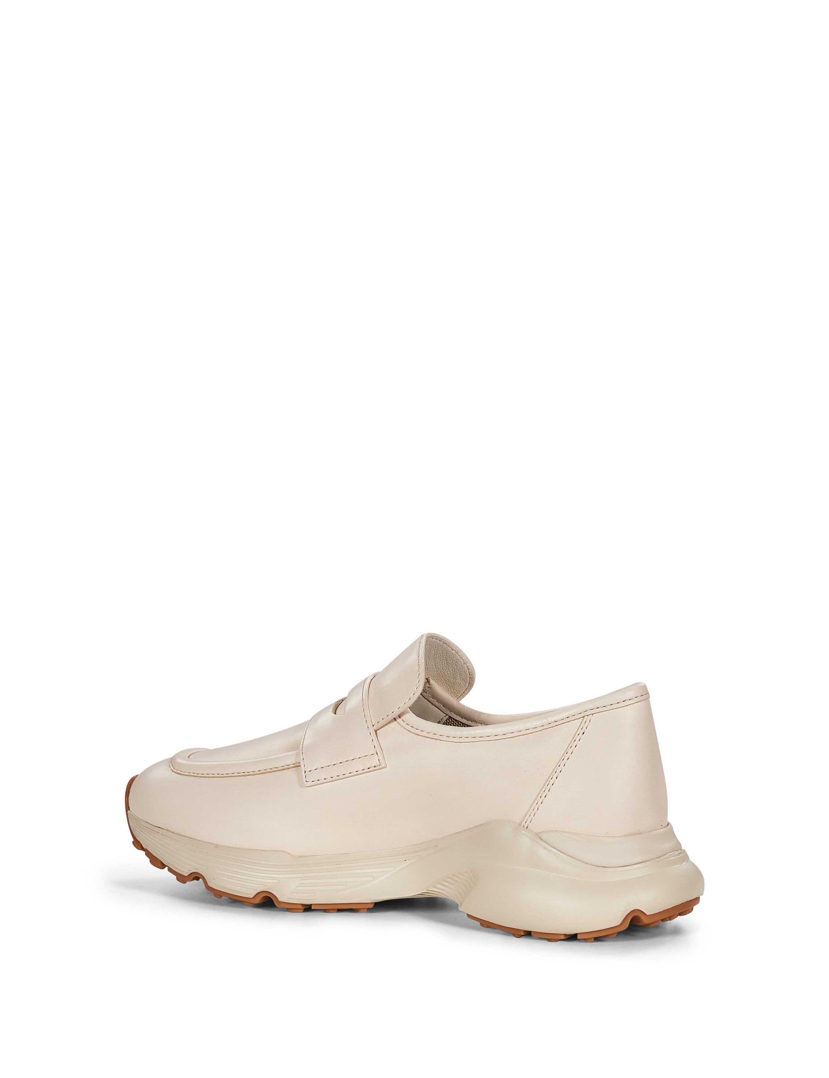 Sneakers senza lacci in pelle beige 