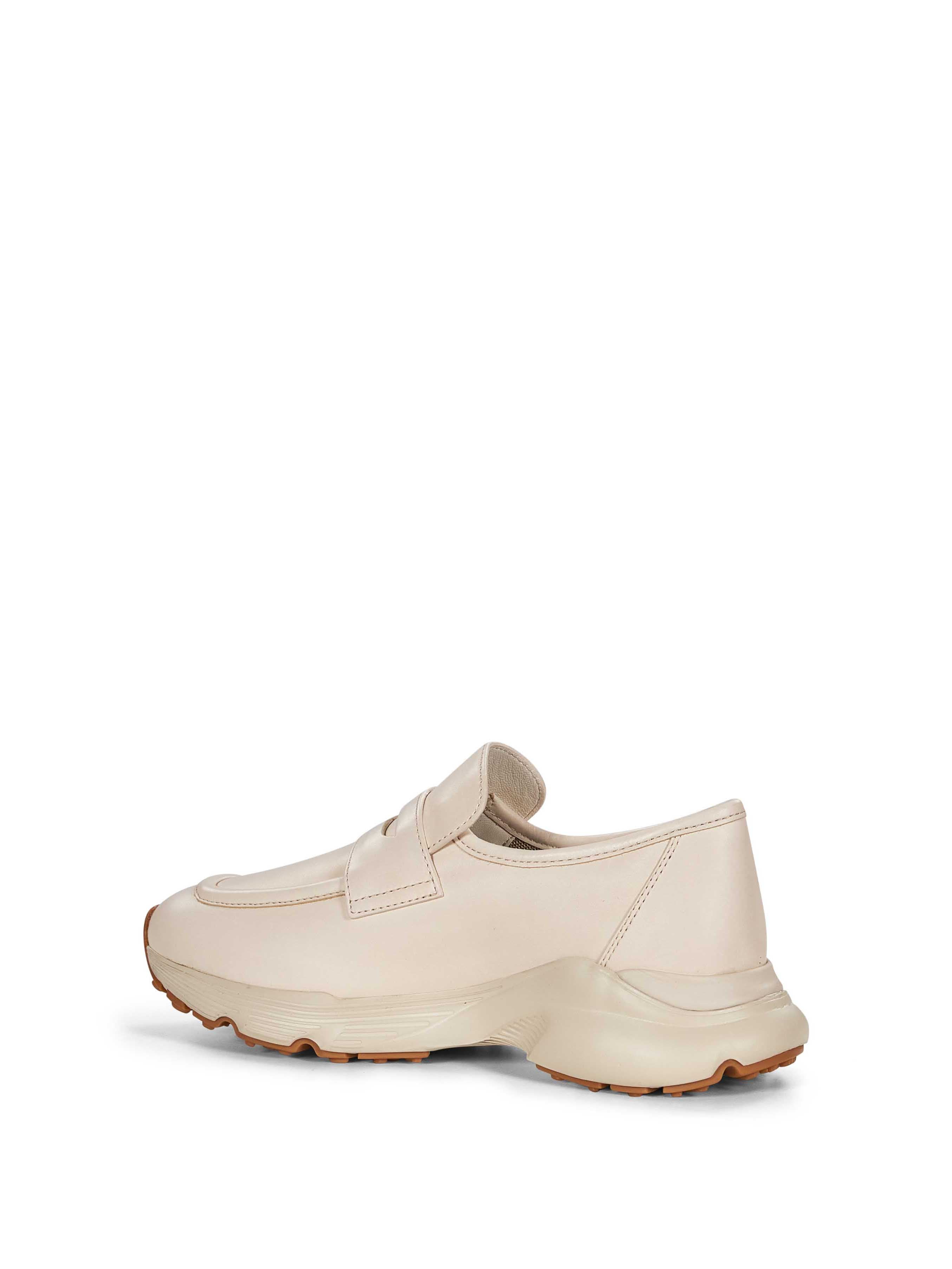 Sneakers senza lacci in pelle beige 
