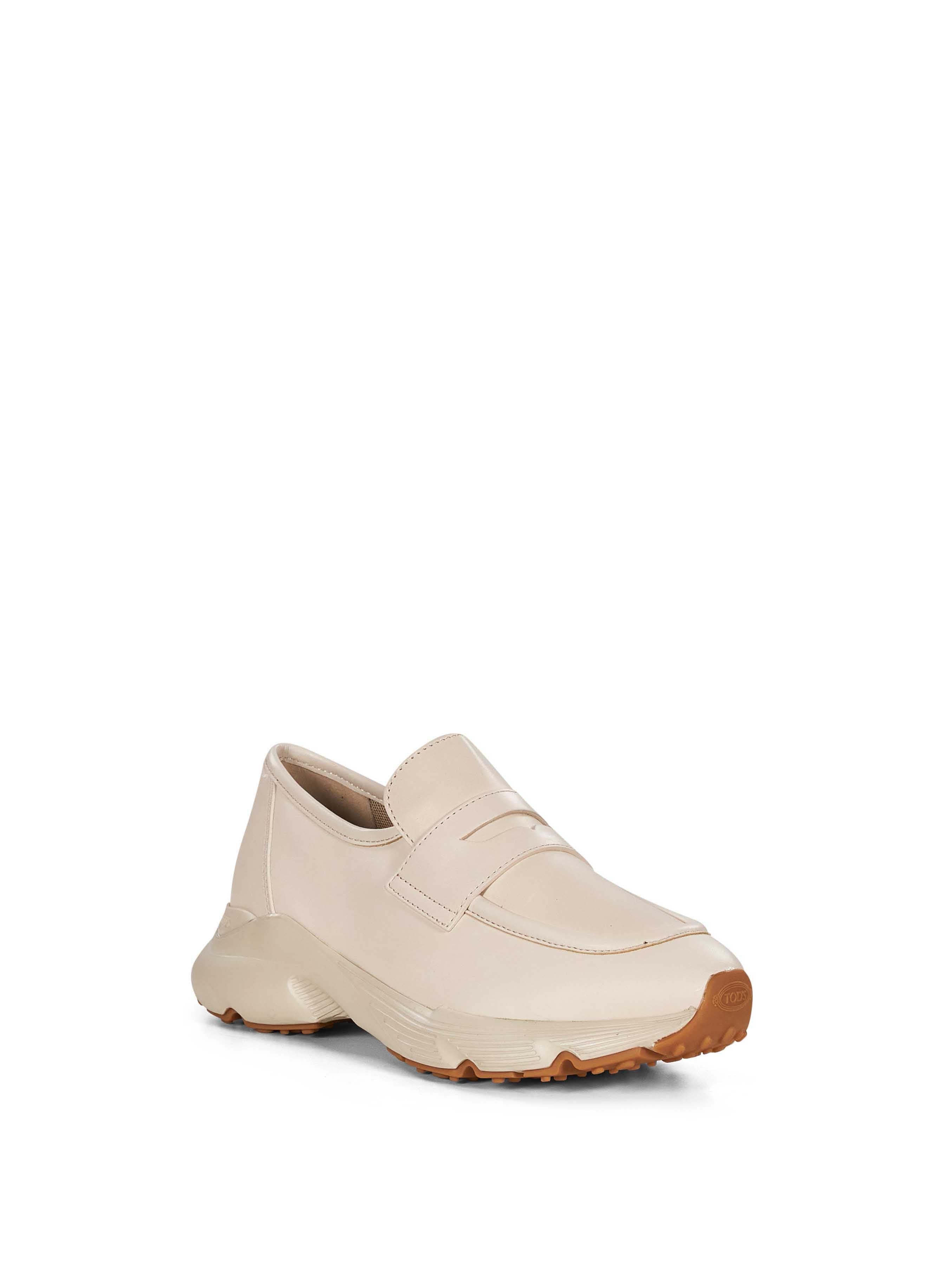 Sneakers senza lacci in pelle beige 