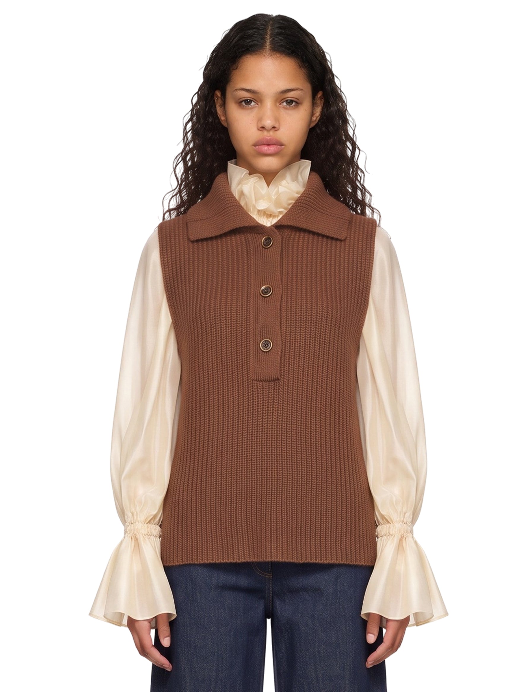 Gilet in maglia in marrone 
