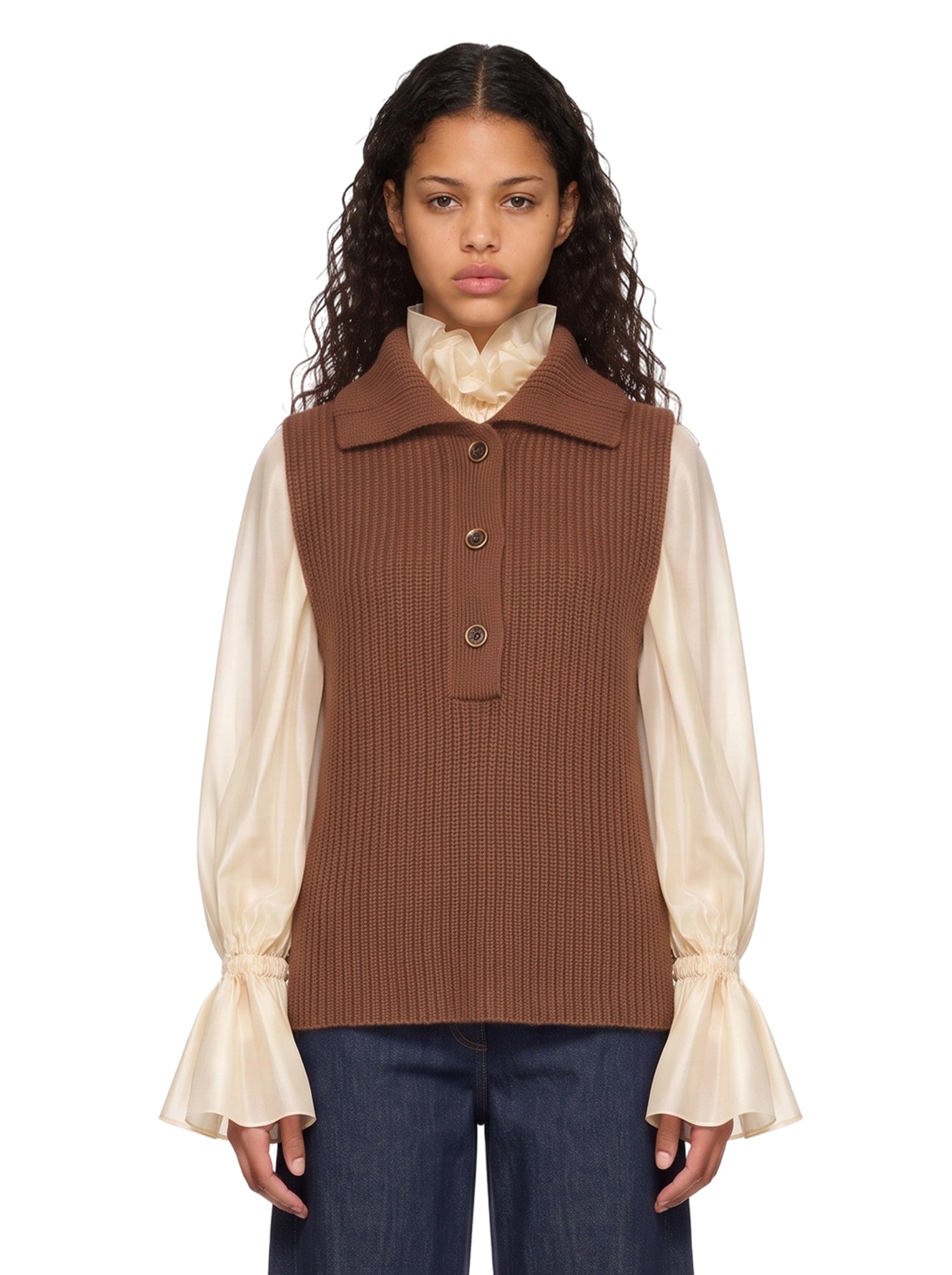 Gilet in maglia in marrone 