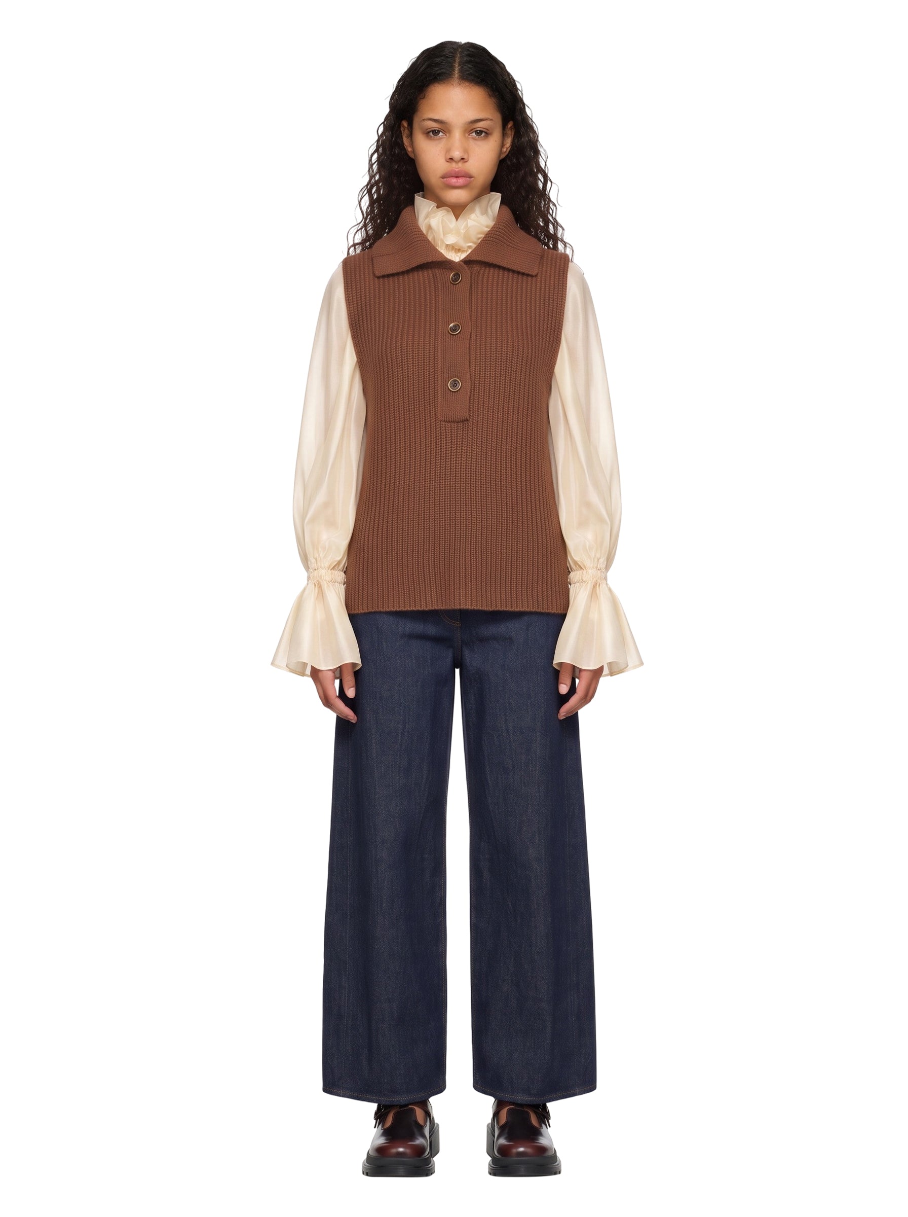 Gilet in maglia in marrone 