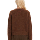 Maglione a girocollo con texture morbida in marrone 