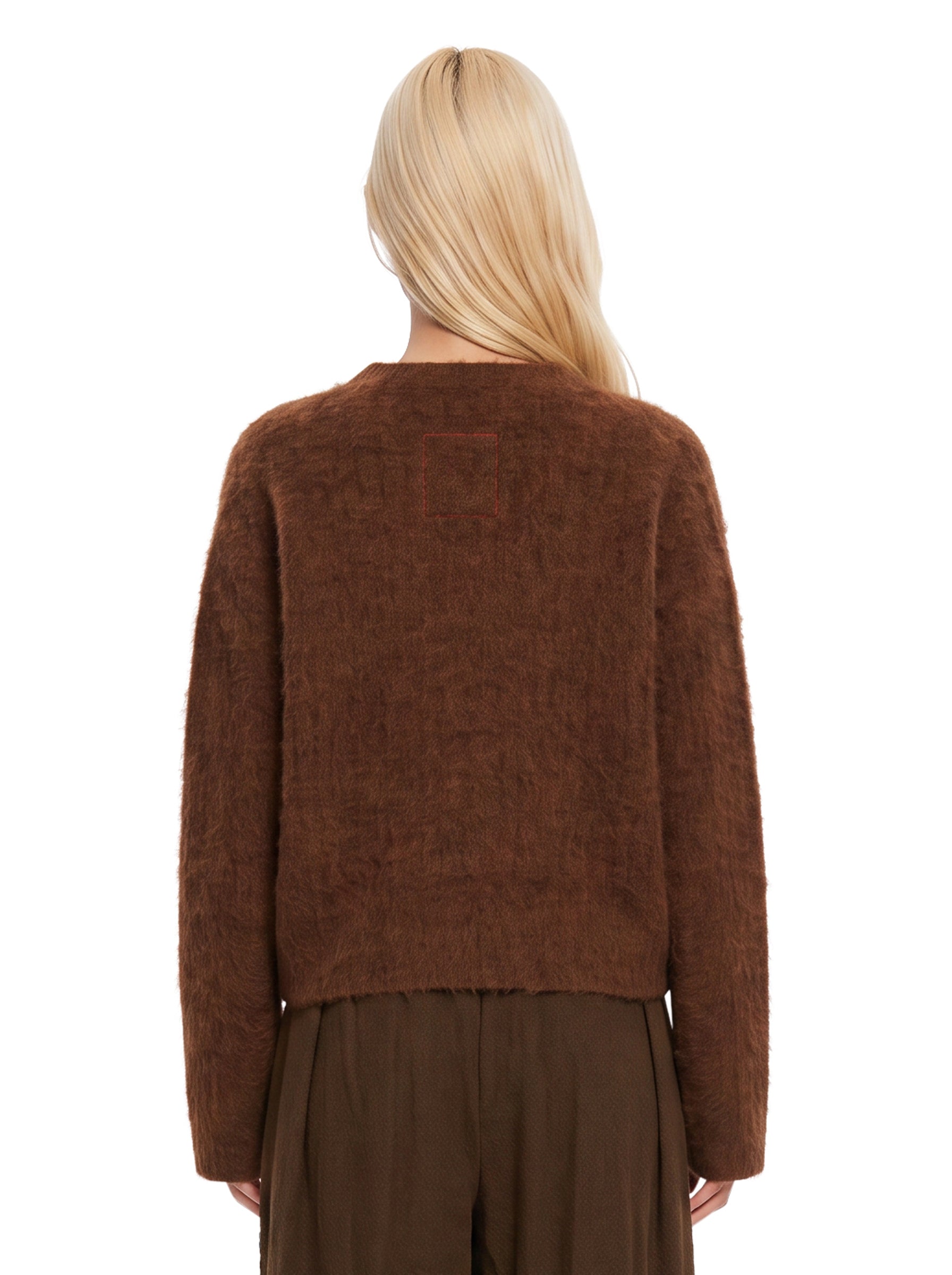 Maglione a girocollo con texture morbida in marrone 