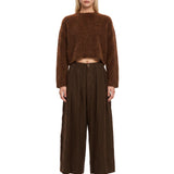 Maglione a girocollo con texture morbida in marrone 