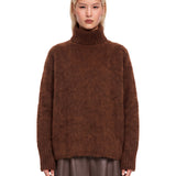 Maglione a collo alto con texture morbida in marrone 
