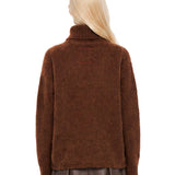 Maglione a collo alto con texture morbida in marrone 