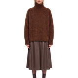 Maglione a collo alto con texture morbida in marrone 
