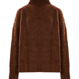 Maglione a collo alto con texture morbida in marrone 