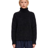 Maglione a collo alto con texture morbida in nero 