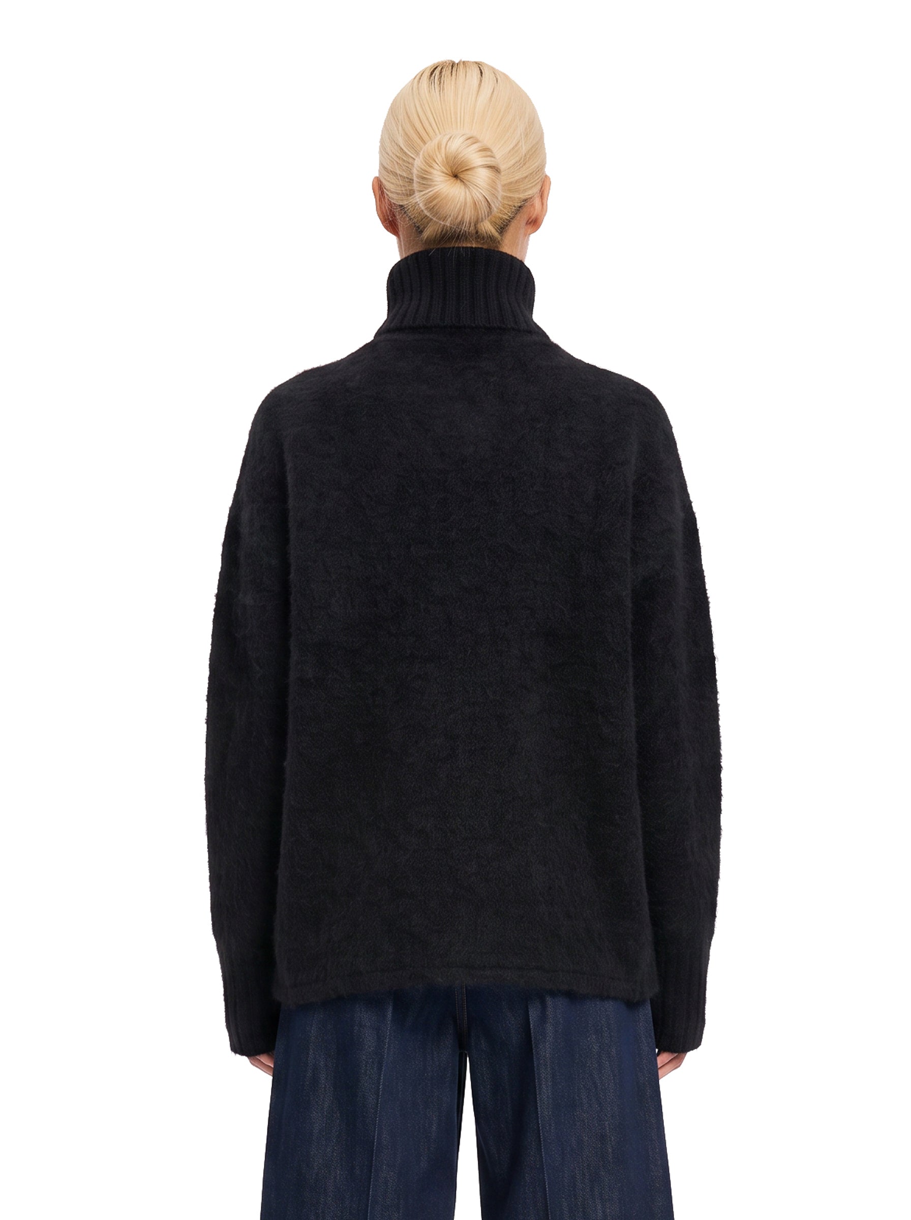 Maglione a collo alto con texture morbida in nero 