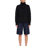 Maglione a collo alto con texture morbida in nero 