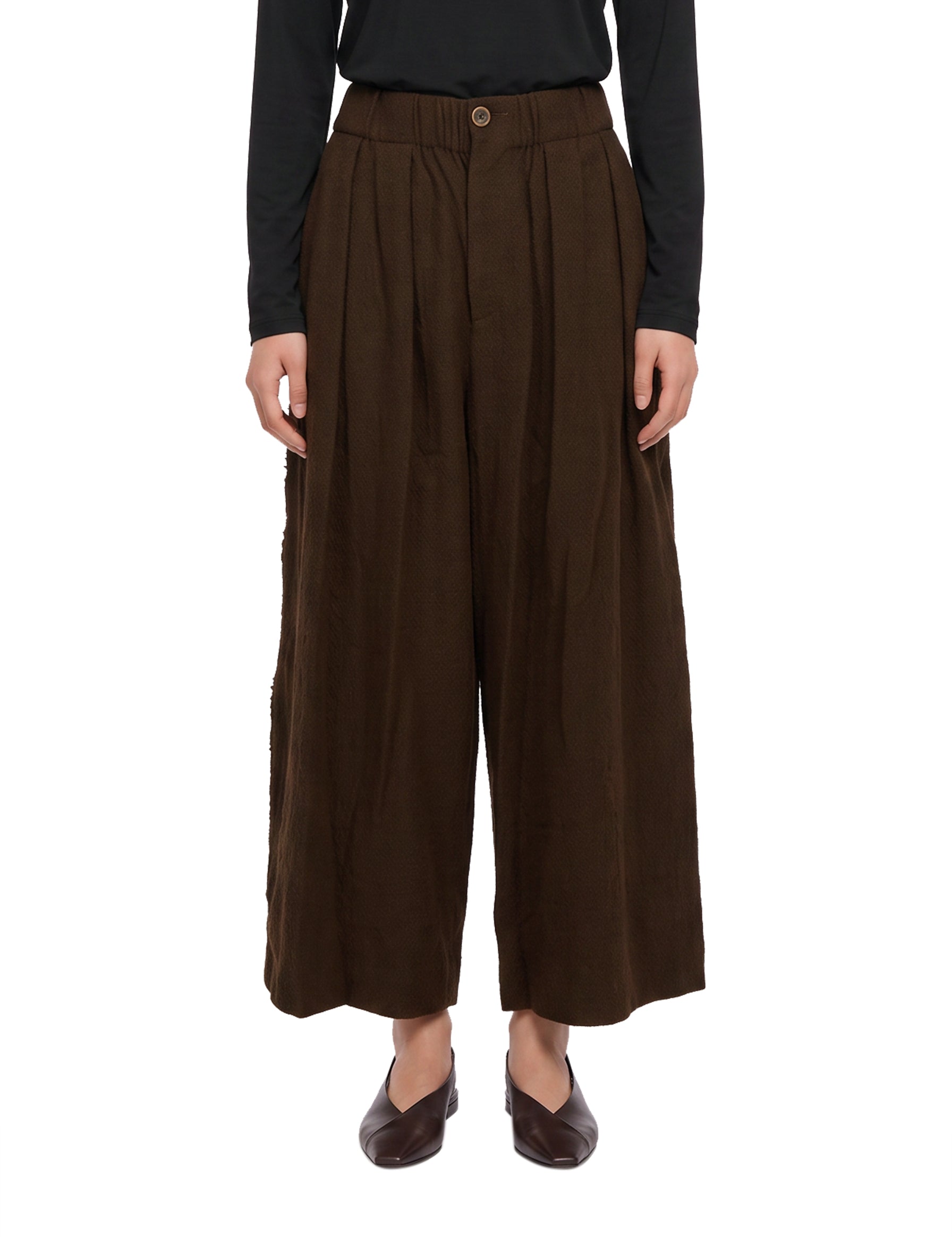 Pantaloni crop a gamba ampia Poetic in marrone 