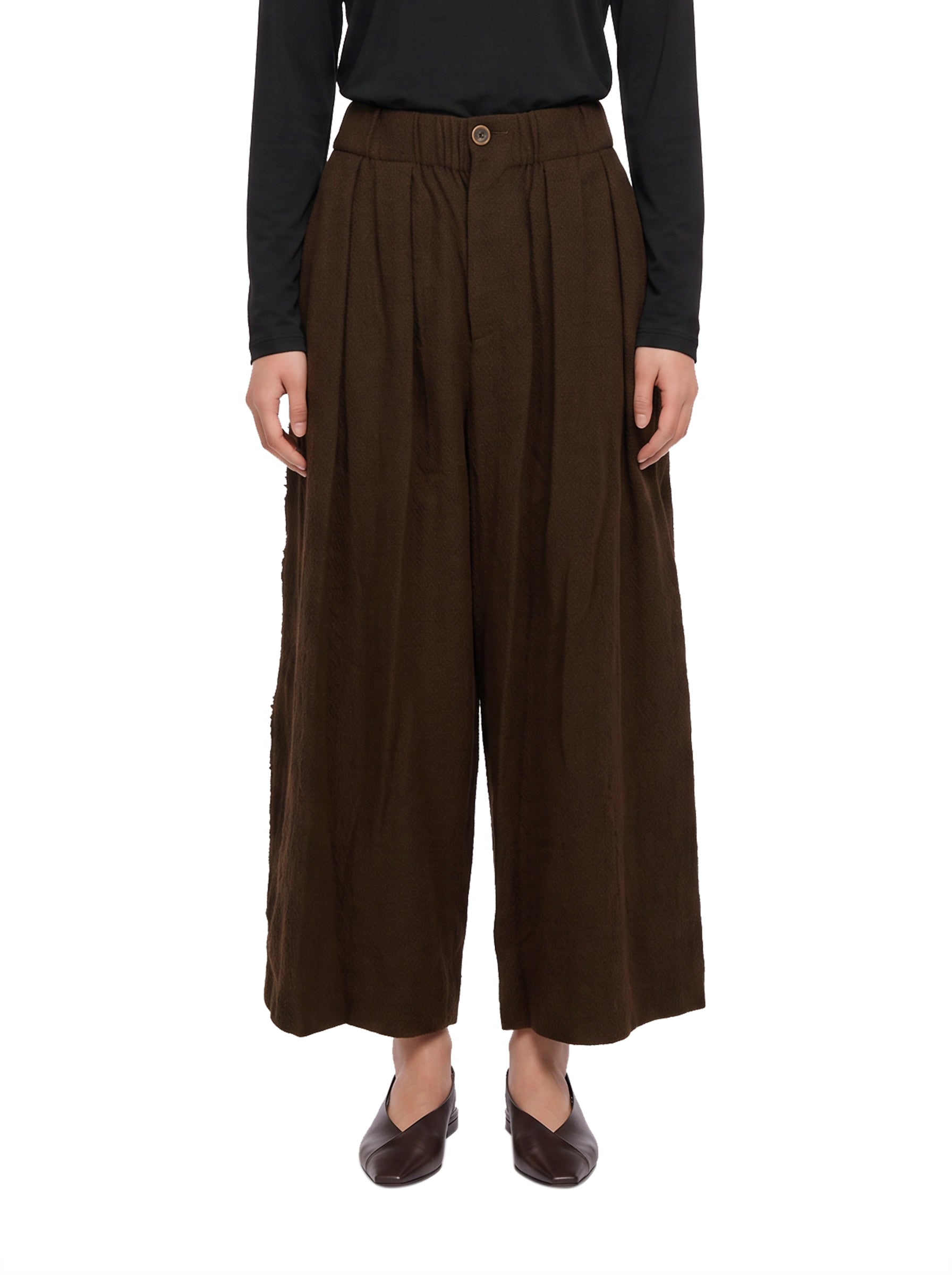 Pantaloni crop a gamba ampia Poetic in marrone 