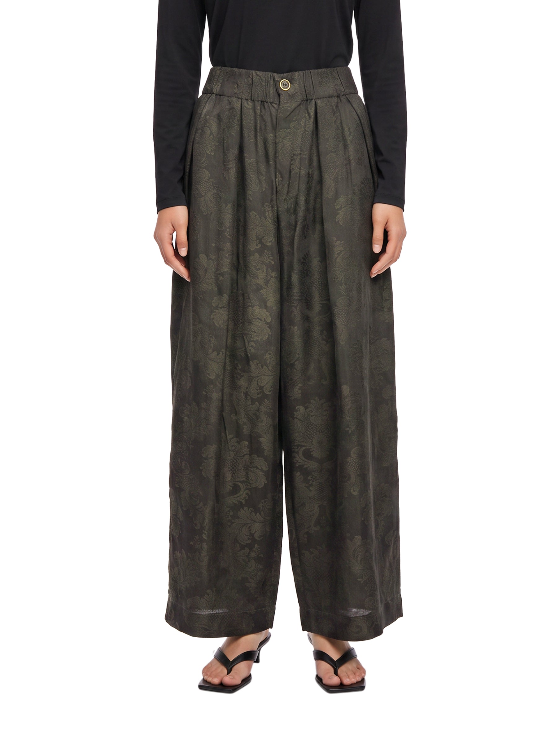 Pantaloni crop a gamba ampia Poetic in verde 