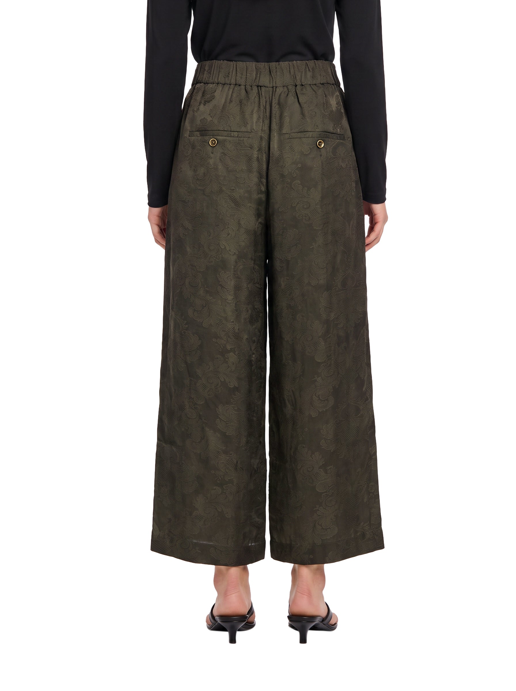 Pantaloni crop a gamba ampia Poetic in verde 