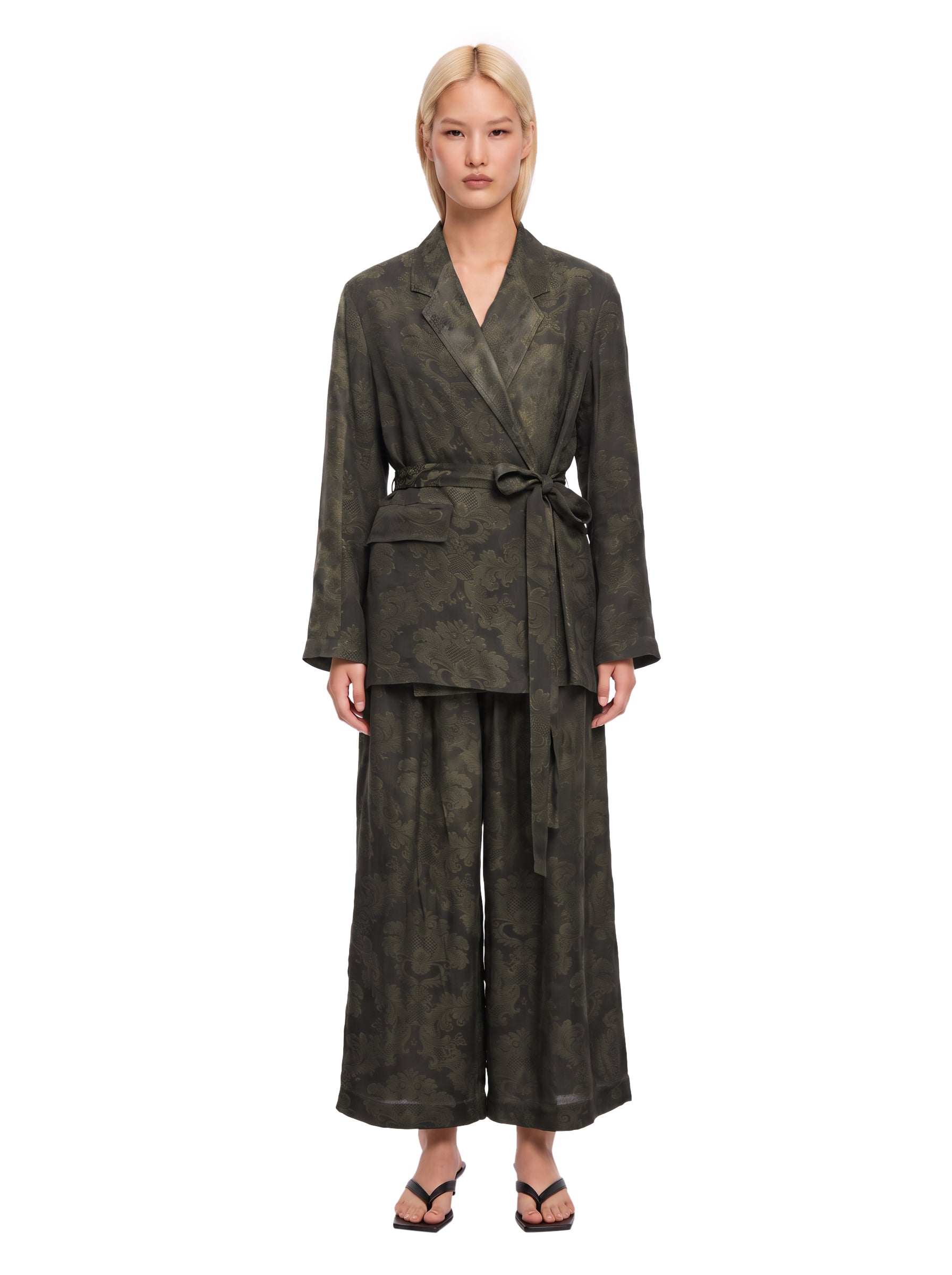 Pantaloni crop a gamba ampia Poetic in verde 