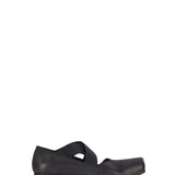 Ballerine in pelle con elastico incrociato in nero 