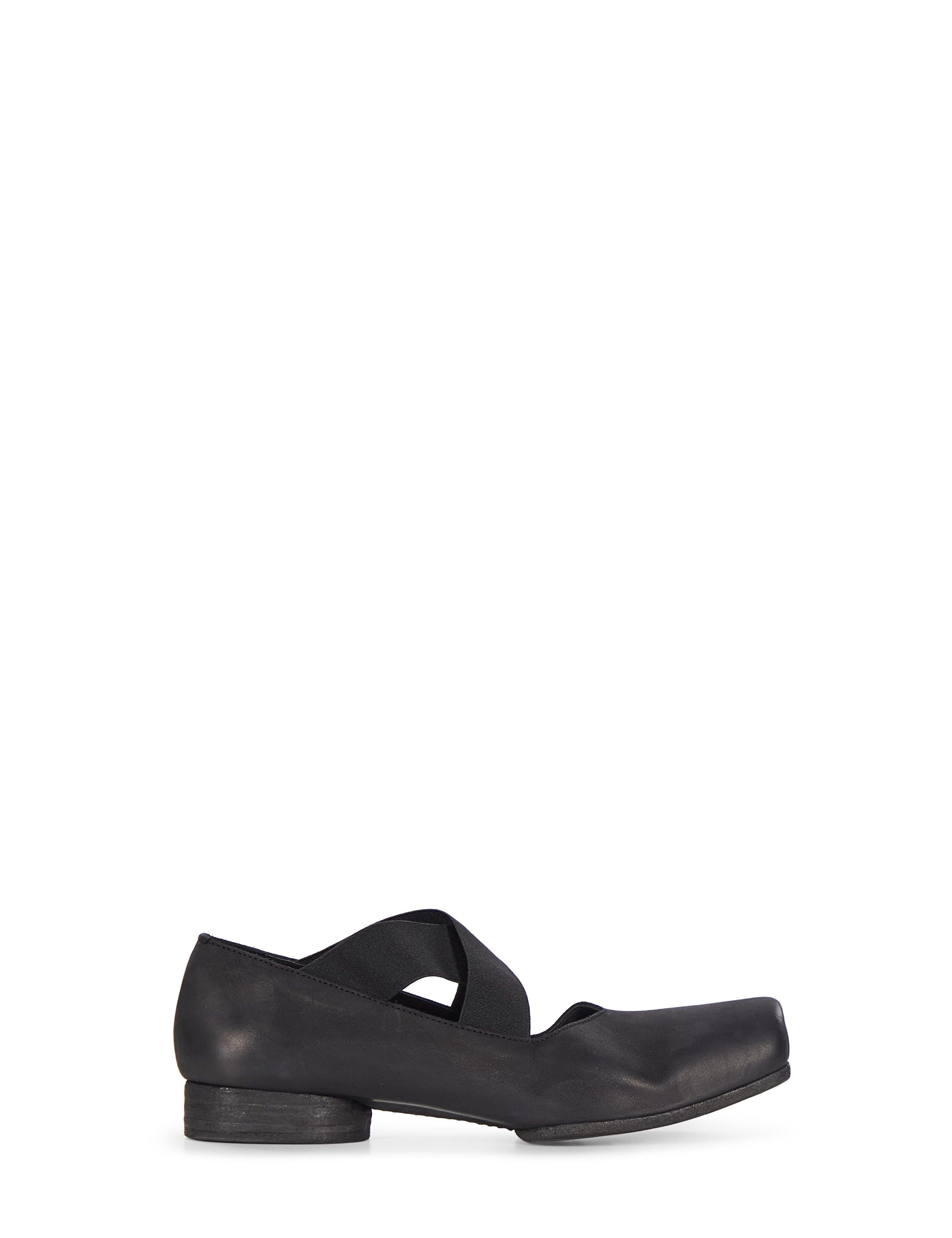 Ballerine in pelle con elastico incrociato in nero 