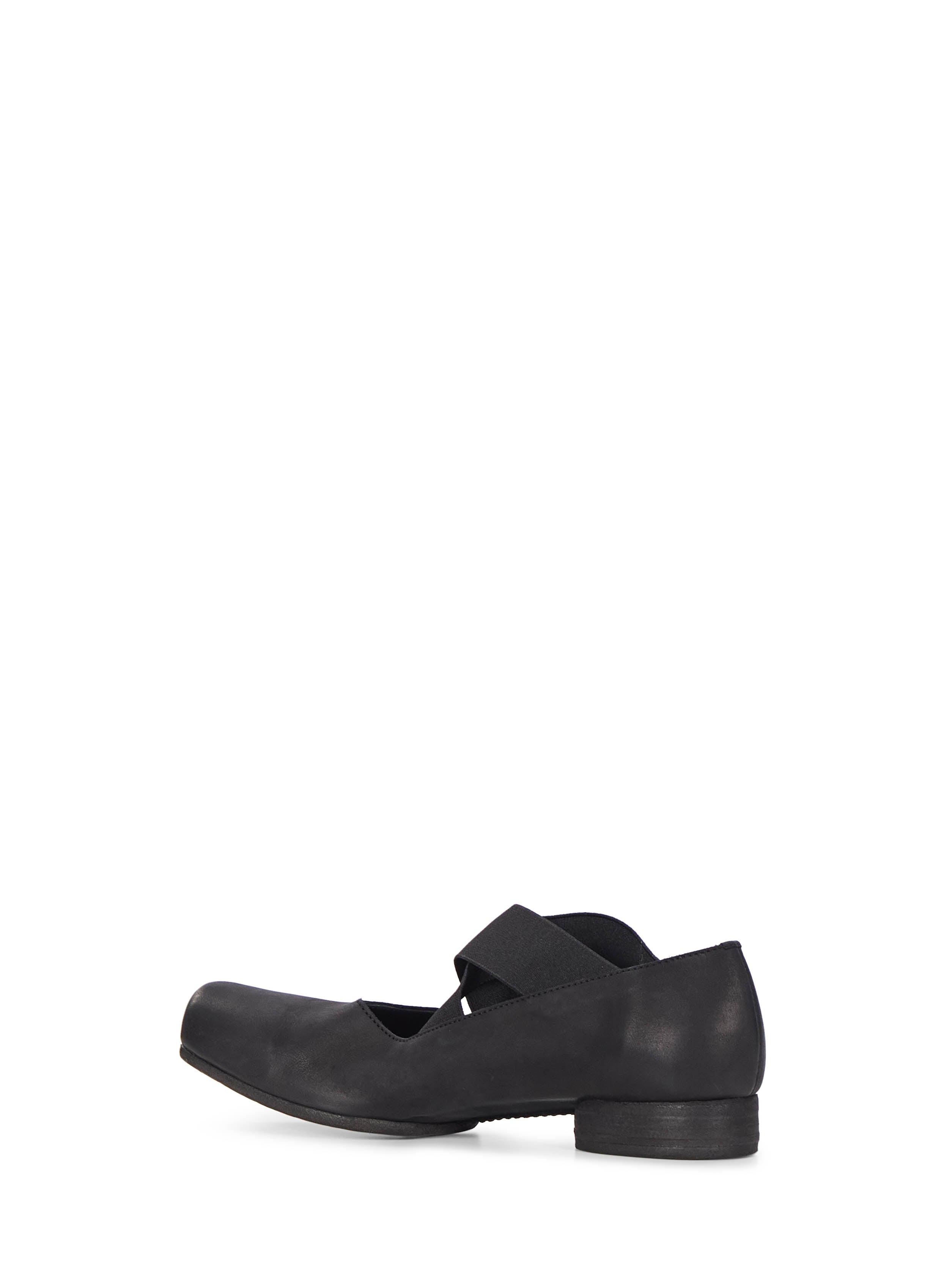 Ballerine in pelle con elastico incrociato in nero 