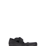 Ballerine in pelle con elastico incrociato in nero 