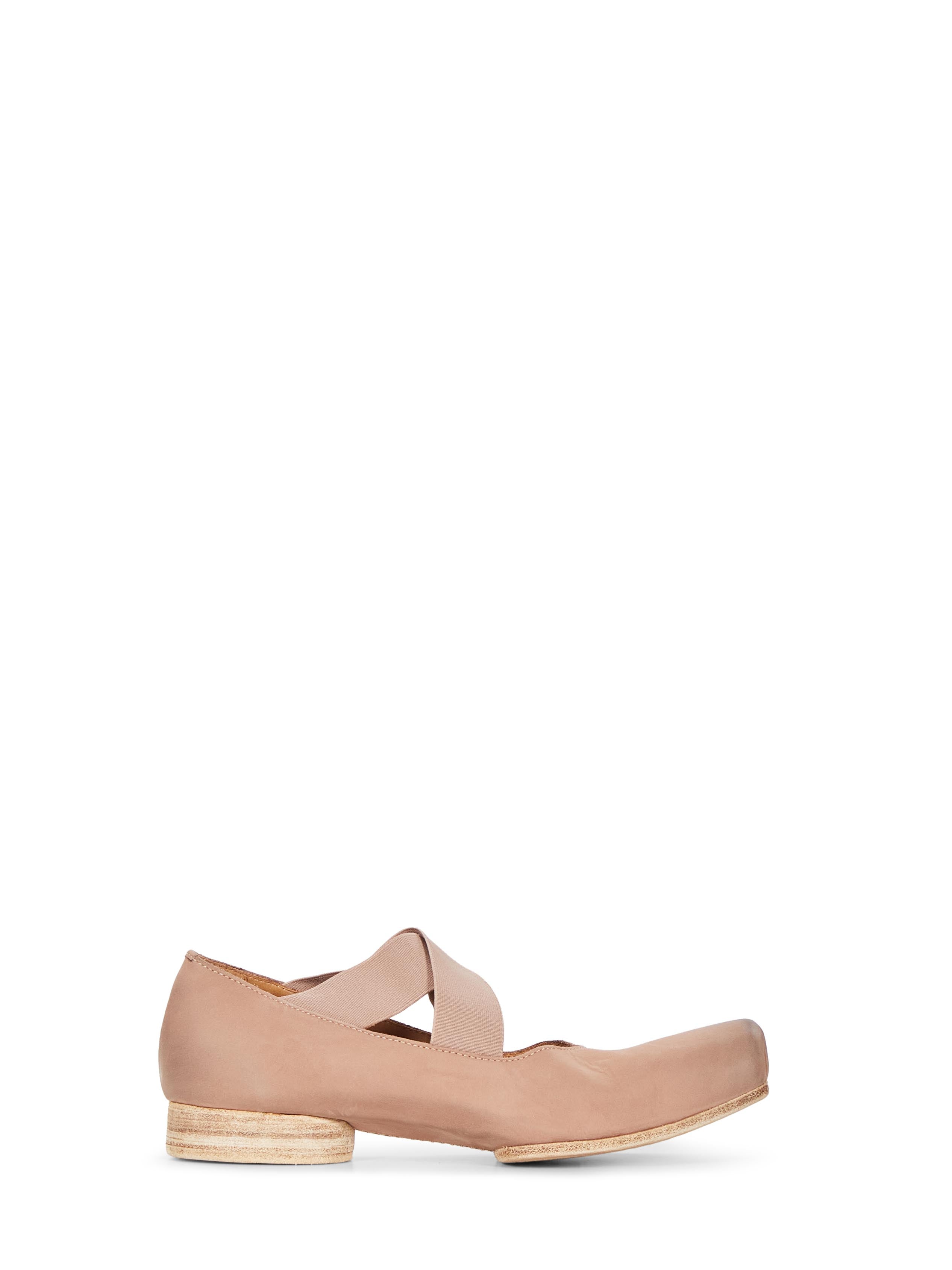 Ballerine in pelle con elastico incrociato in rosa cipria 