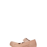 Ballerine in pelle con elastico incrociato in rosa cipria 